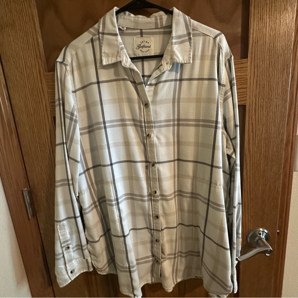 Jachs Beige and Gray Plaid Shirt XL